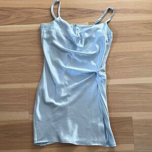 fab'rik Light Blue Satin Mini Dress